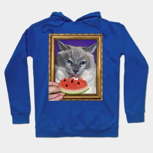 Surreal Portrait of a Cat Eating Watermelon Hoodie